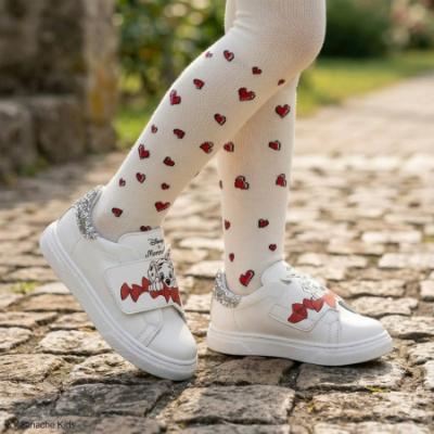 Picture of PRE ORDER Monnalisa Bebe Girls Dalmatian Heart Tights - Ivory Red