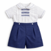 Picture of Sarah Louise Baby Boys Smocked Blouse & Shorts Set X 2 - White Navy Blue