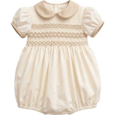Picture of Sarah Louise Baby Smocked Puff Sleeve Bubble - Ivory Beige