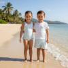 Picture of Meia Pata Boys Stripes Mint T-shirt & Swim Shorts Set X 2 - White Mint Green