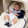 Picture of Sarah Louise Baby Smocked Puff Sleeve Bubble - White Navy