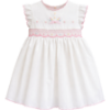 Picture of Sarah Louise Girls Smocked & Embroidered Ruffle Dress & Panties Set X 2  - White Pink