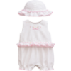 Picture of Sarah Louise Girls Smocked & Embroidered Bubble & Hat Set X 2  - White Pink