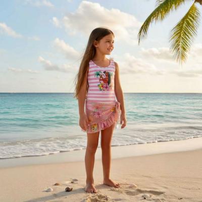 Picture of Monnalisa Girls Disney Moana Swimsuit & Pareo Set X 2 - Pink Multi
