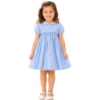 Picture of Sarah Louise Girls Smocked & Embroidered Puff Sleeve Dress & Panties Set X 2 - Blue Multi