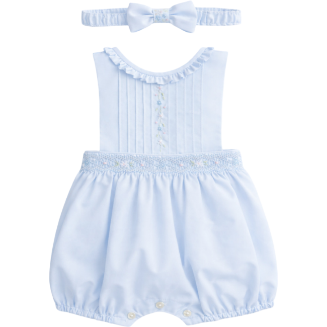 Picture of Sarah Louise Girls Smocked & Embroidered Bubble & Headband Set X 2  - Blue