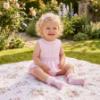 Picture of Sarah Louise Girls Smocked & Embroidered Bubble & Headband Set X 2  - Pink