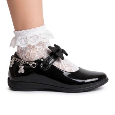 Picture of Lelli Kelly Teddy Bear Girls School Shoe F Fit With Detachable Charm Bracelet - Black Patent
