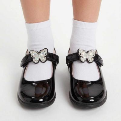 Picture of Lelli Kelly Selena With Detachable Butterfly School Shoe F Fitting - Black Patent