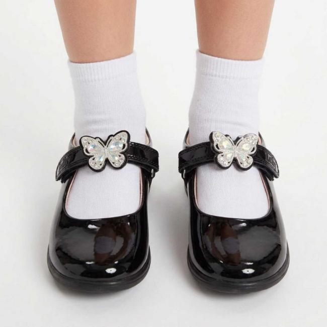 Picture of Lelli Kelly Selena With Detachable Butterfly School Shoe F Fitting - Black Patent