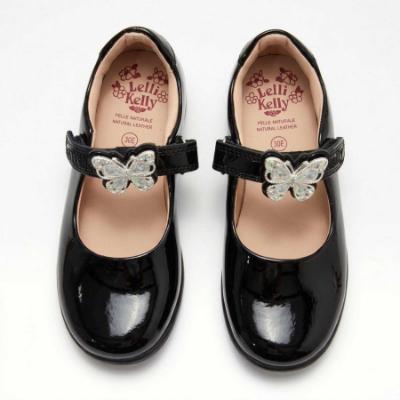 Picture of Lelli Kelly Selena With Detachable Butterfly School Shoe F Fitting - Black Patent