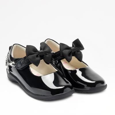 Picture of Lelli Kelly Teddy Bear Girls School Shoe F Fit With Detachable Charm Bracelet - Black Patent