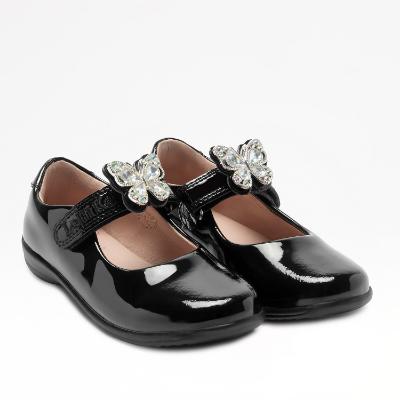 Picture of Lelli Kelly Selena With Detachable Butterfly School Shoe F Fitting - Black Patent