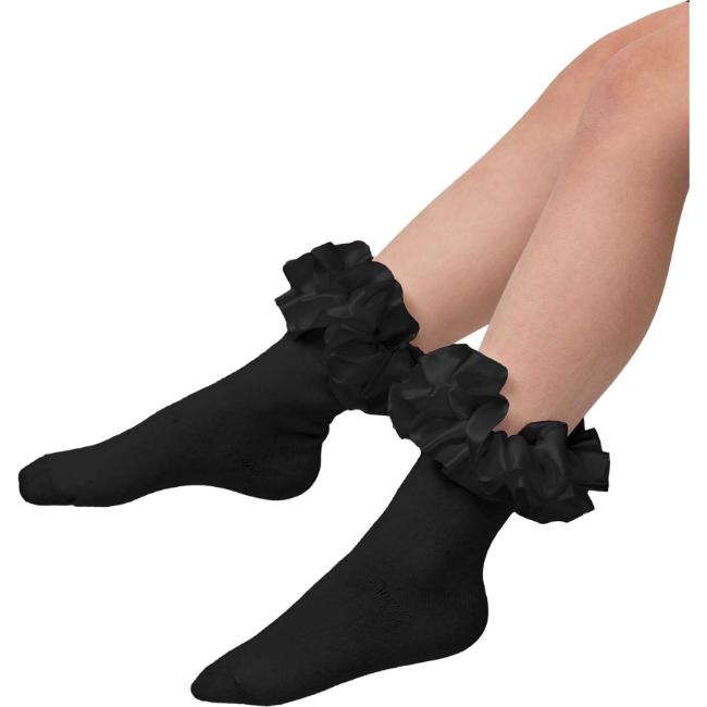 Picture of Caramelo Kids Girls Satin Ribbon Ankle Socks - Black