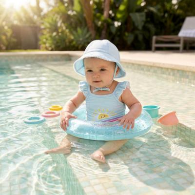Picture of Mayoral Newborn Girls Ruffle Swim Suit & Sunhat Set X 2 - Blue Multi