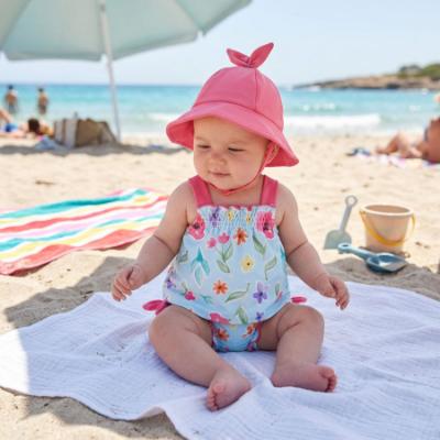 Picture of Mayoral Newborn Girls Floral Hawaii Bikini & Sunhat Set X 3 - Aqua Multi